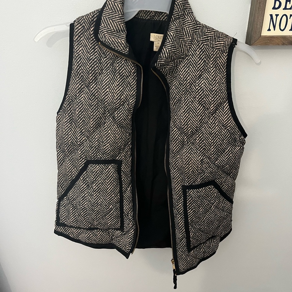 J. Crew Black and White Herringbone Vest